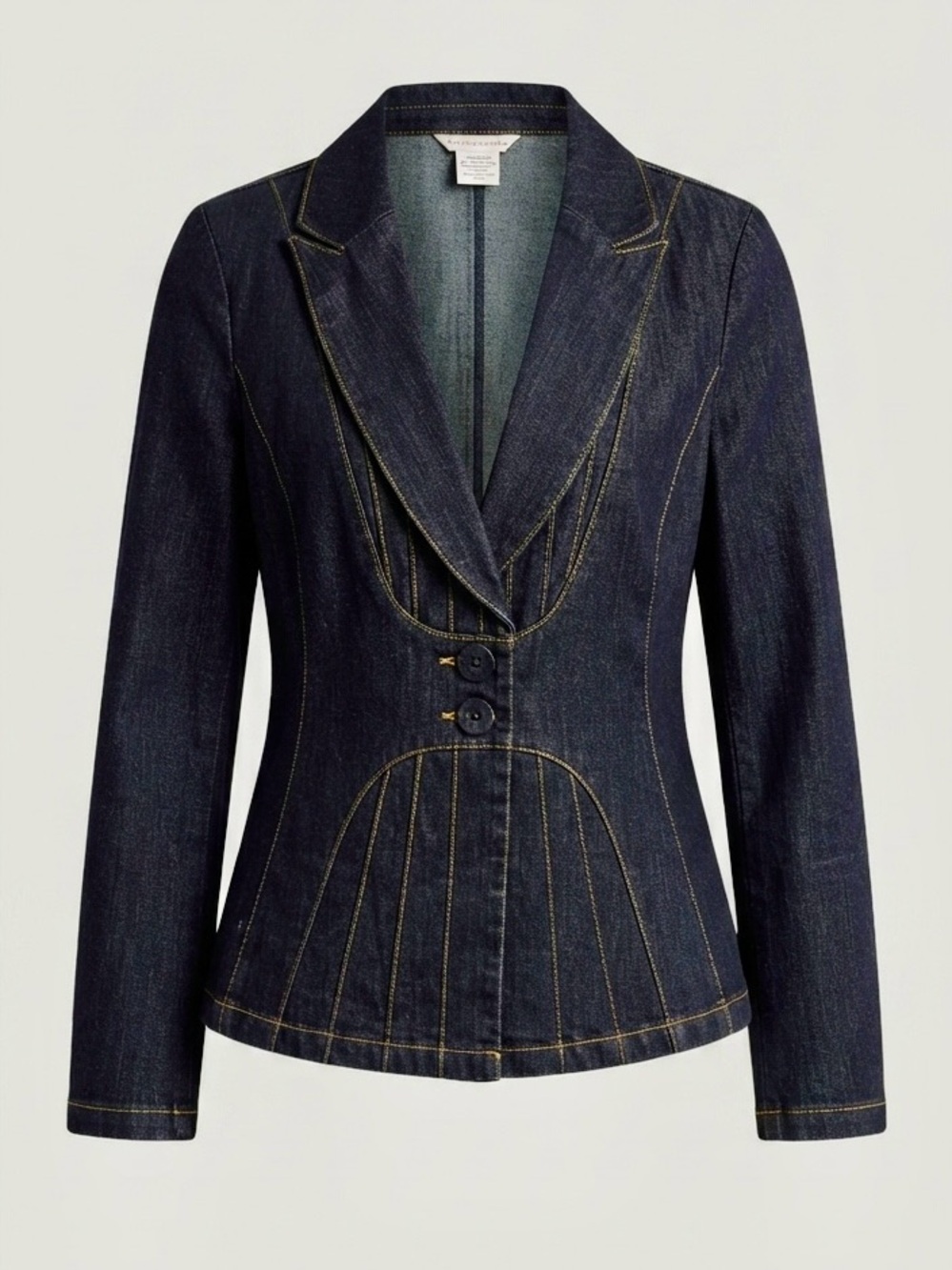 Monroe & Main Dark Wash Denim Skirt Suit Tailored Blazer & A-Line Midi Skirt - Picture 6 of 16